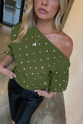 SALE - NEVER FULLY DRESSED - KHAKI PLISSE TILLY TOP